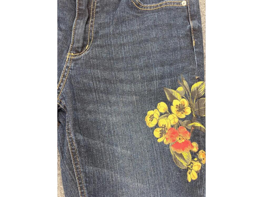 Du Jour‎ Floral Embroidered Distressed Denim Jeans Relaxed Fit Size US 8 - Picture 2 of 7
